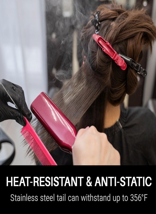 RHOS Carbon Retractable Rat Tail Comb for Parting and Styling, Hair Cutting and Braiding - Stainless Steel Pin Tail Comb, Black - Image 5